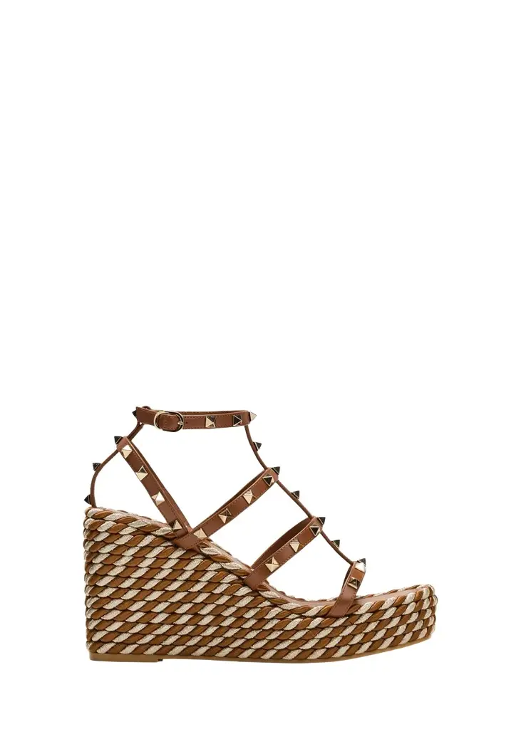 Rockstud Caged Wedge Espadrille Sandals