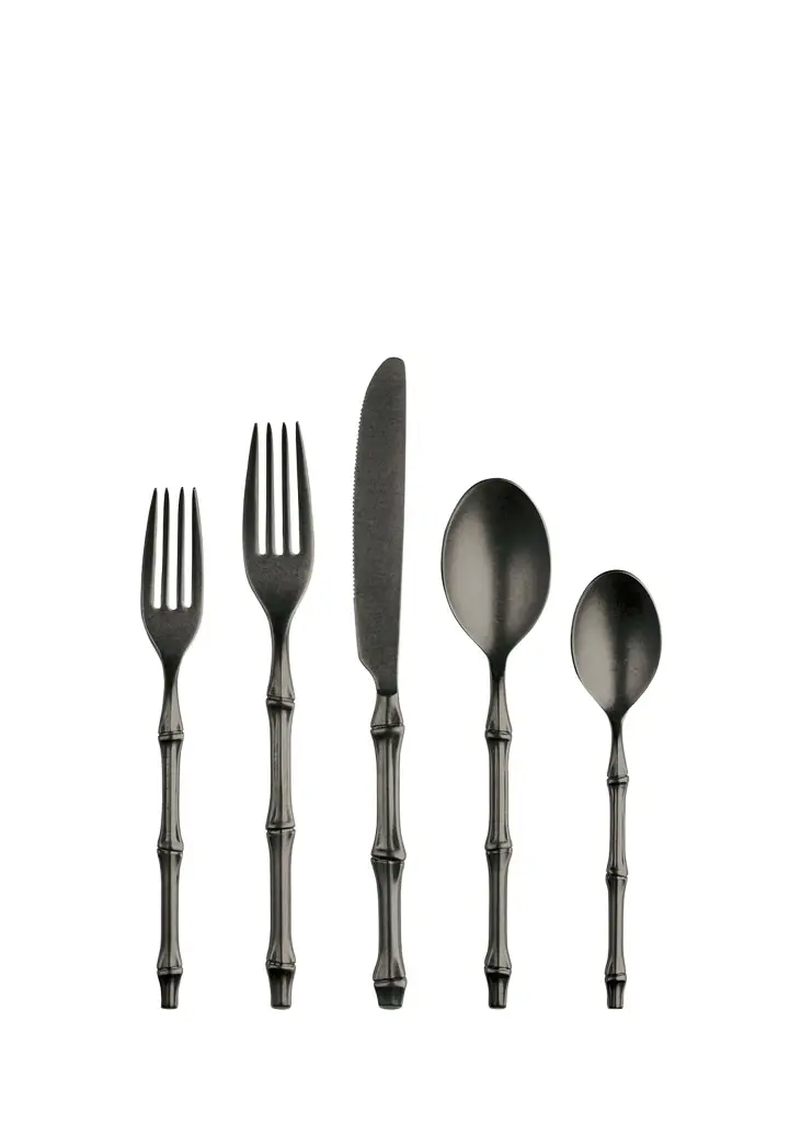 Mepra Bali Black Pewter 5-Piece Flatware Place Setting