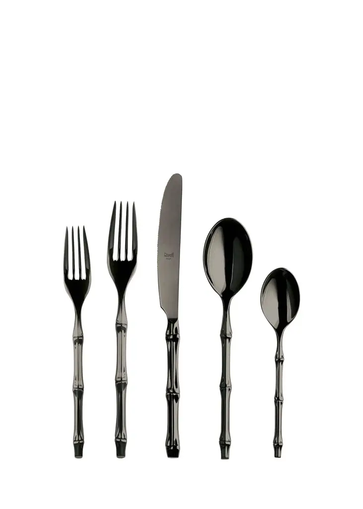 Mepra Bali Black Gold Mirror 5-Piece Flatware Place Setting