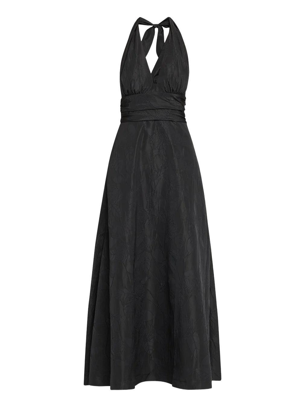 BERNADETTE Marylin Camelia Embossed Cotton Midi Halter Dress
