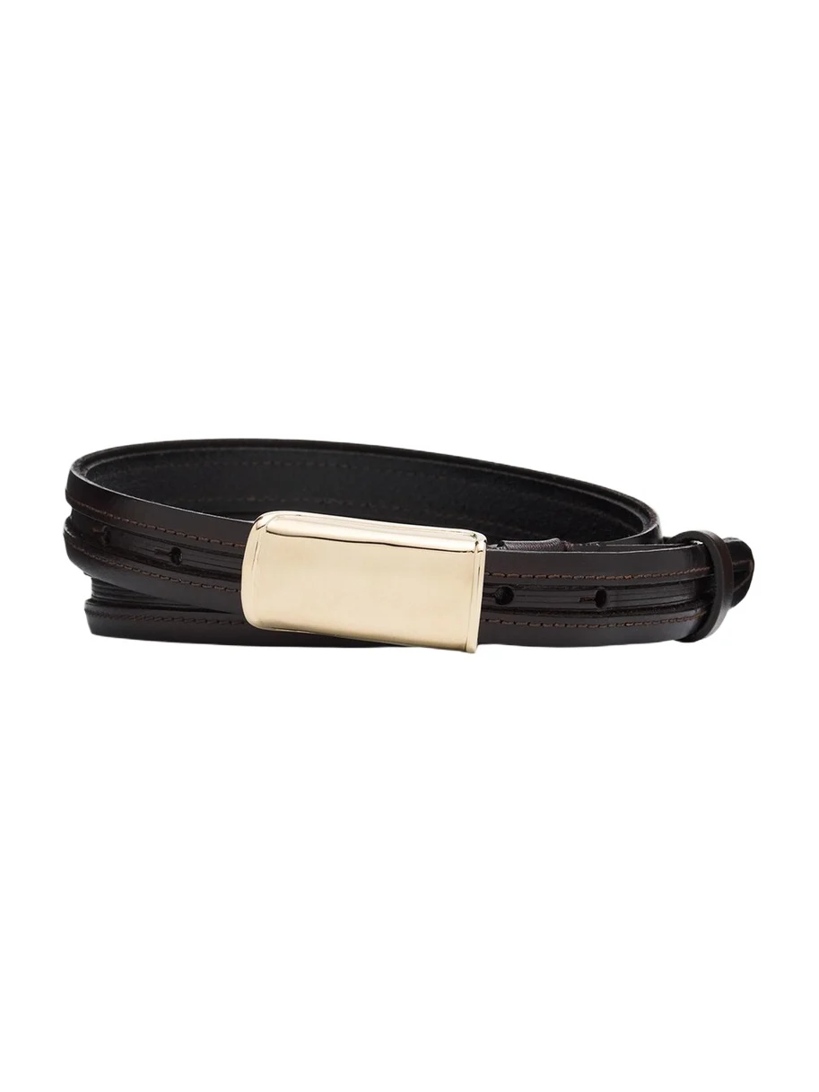 Brunello Cucinelli Men's Leather Belt with Box-Frame Buckle
