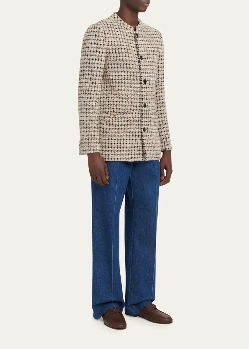 Valentino Garavani Men's V-Logo Grained Leather Loafers | Thumbnail 3