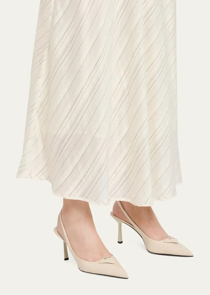 Prada 75mm Triangle Logo Leather Slingback Pumps | Thumbnail 2