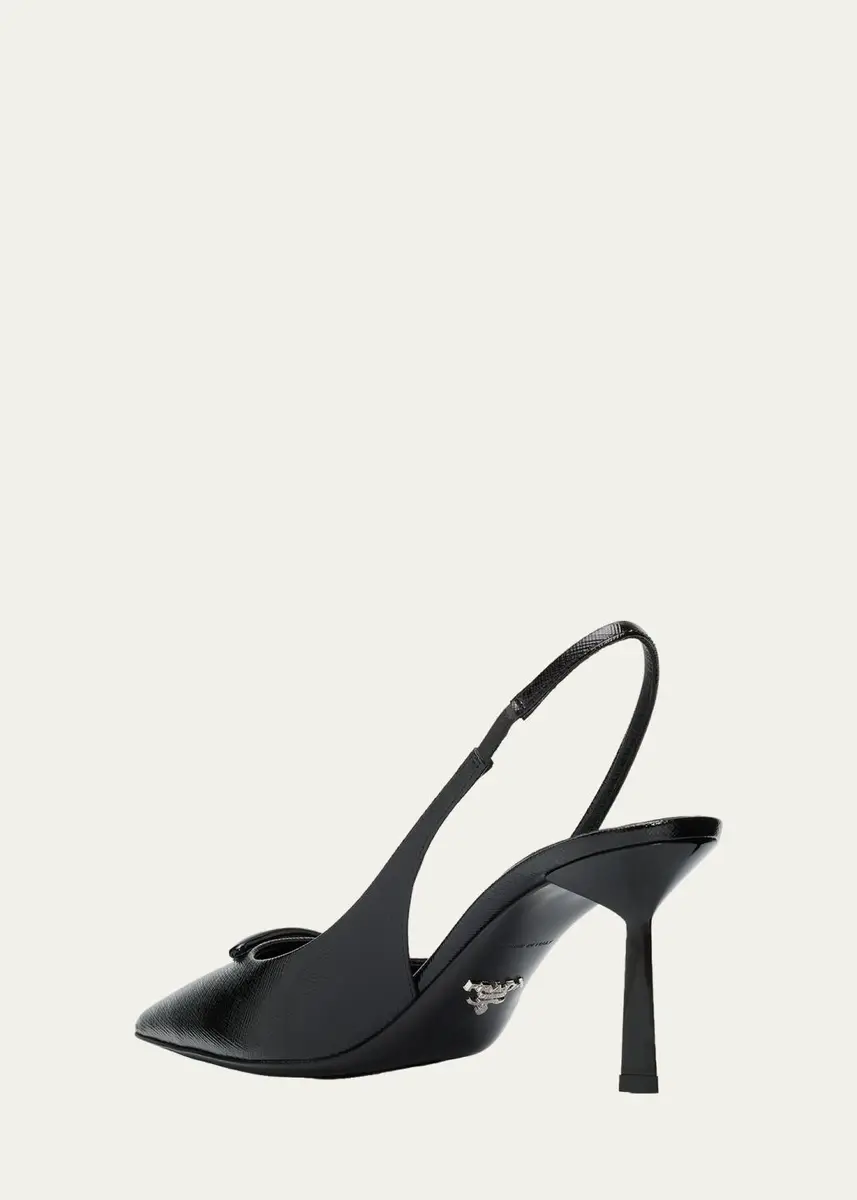 Prada 75mm Triangle Logo Leather Slingback Pumps | Thumbnail 4 Prada 75mm Triangle Logo Leather Slingback Pumps | Thumbnail 4