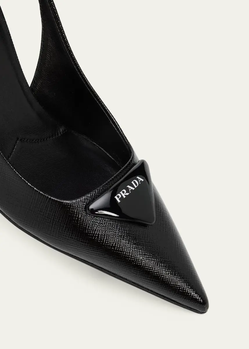 Prada 75mm Triangle Logo Leather Slingback Pumps | Thumbnail 5 Prada 75mm Triangle Logo Leather Slingback Pumps | Thumbnail 5