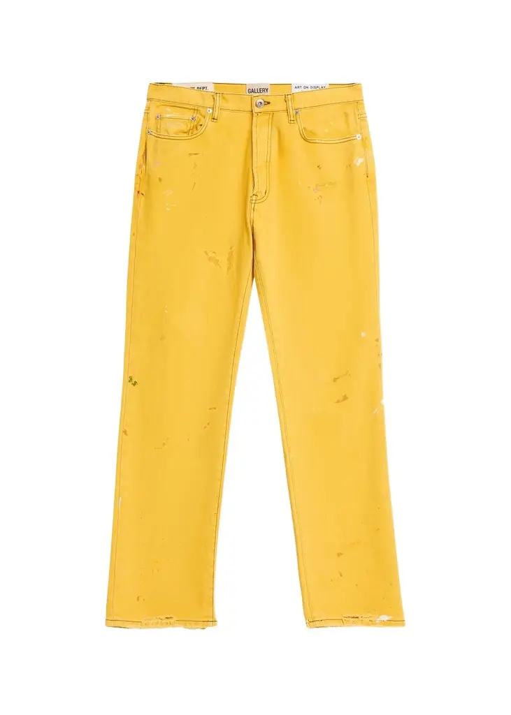GALLERY DEPARTMENT Men's Yellow Denim Straight-Leg Jeans