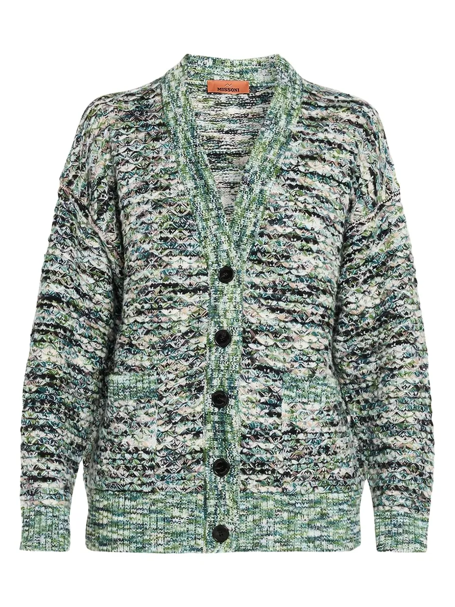 Missoni 3D Wool-Blend Knit Oversized V-Neck Cardigan