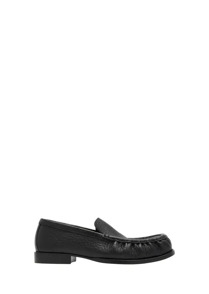 Ruched Grained Leather Loafers Ruched Grained Leather Loafers