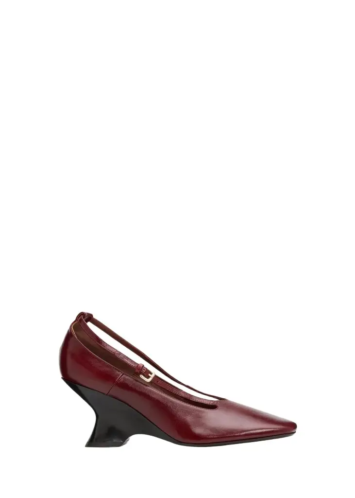 75mm Asymmetric Leather Pumps