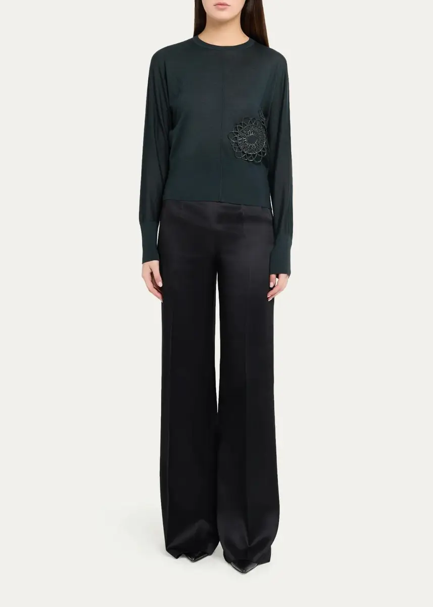 Akris 3D Woven Appliqué Cashmere-Silk Dolman-Sleeve Sweater | Thumbnail 7 Akris 3D Woven Appliqué Cashmere-Silk Dolman-Sleeve Sweater | Thumbnail 7