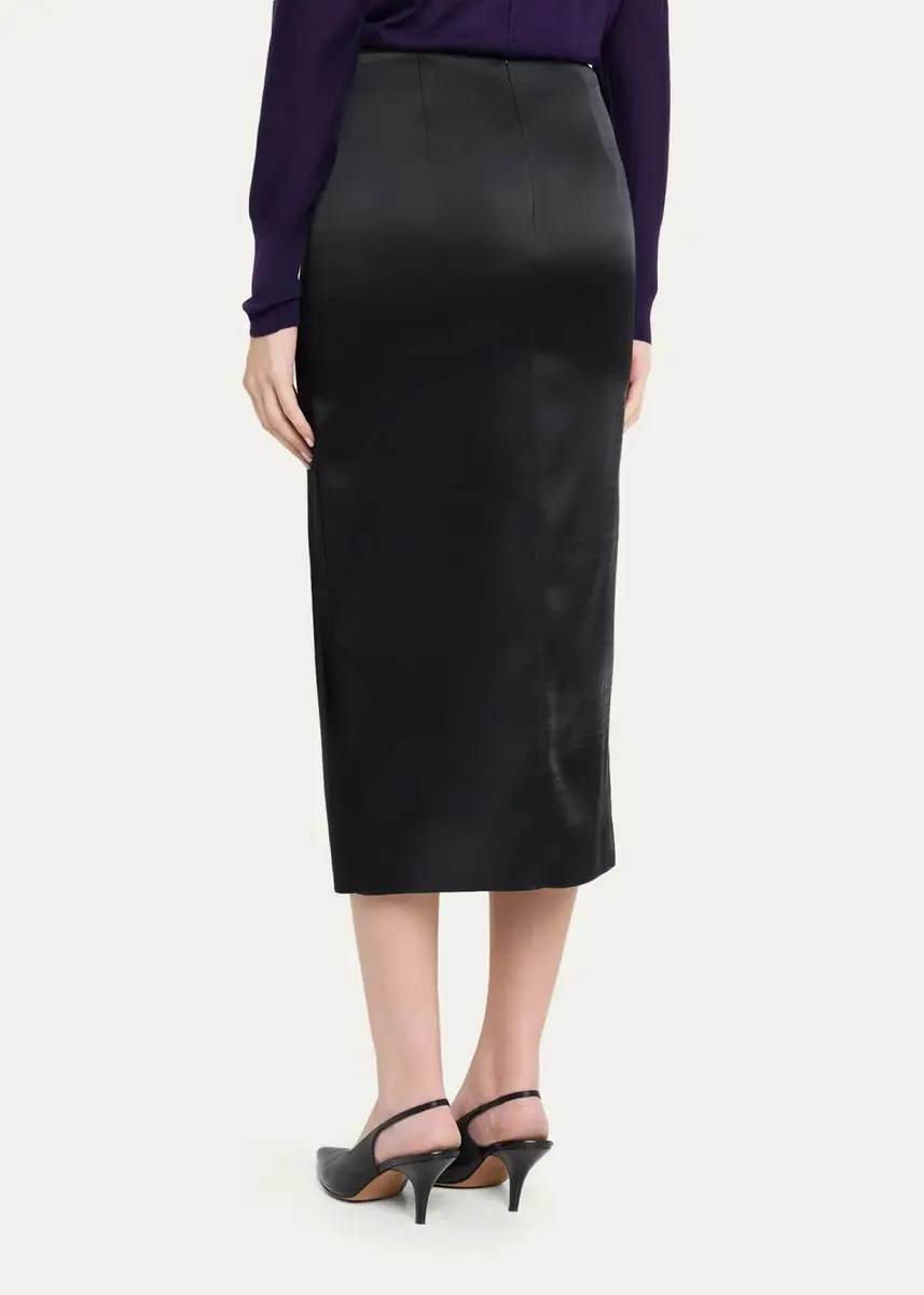 Akris Silk Satin Slit Midi Pencil Skirt | Thumbnail 3 Akris Silk Satin Slit Midi Pencil Skirt | Thumbnail 3