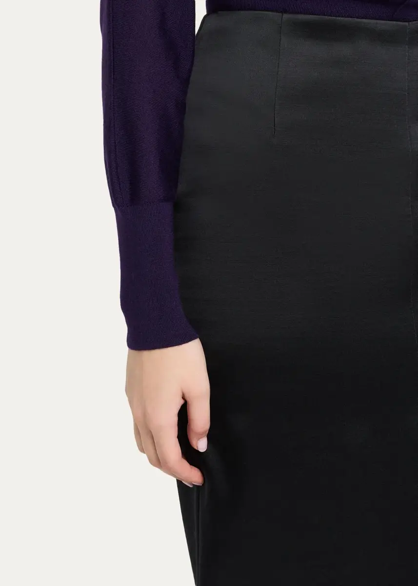 Akris Silk Satin Slit Midi Pencil Skirt | Thumbnail 5 Akris Silk Satin Slit Midi Pencil Skirt | Thumbnail 5