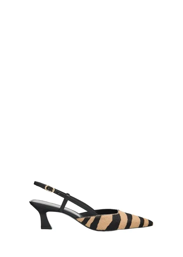Stuart Weitzman 50mm Vinnie Zebra Calf Hair Slingback Pumps