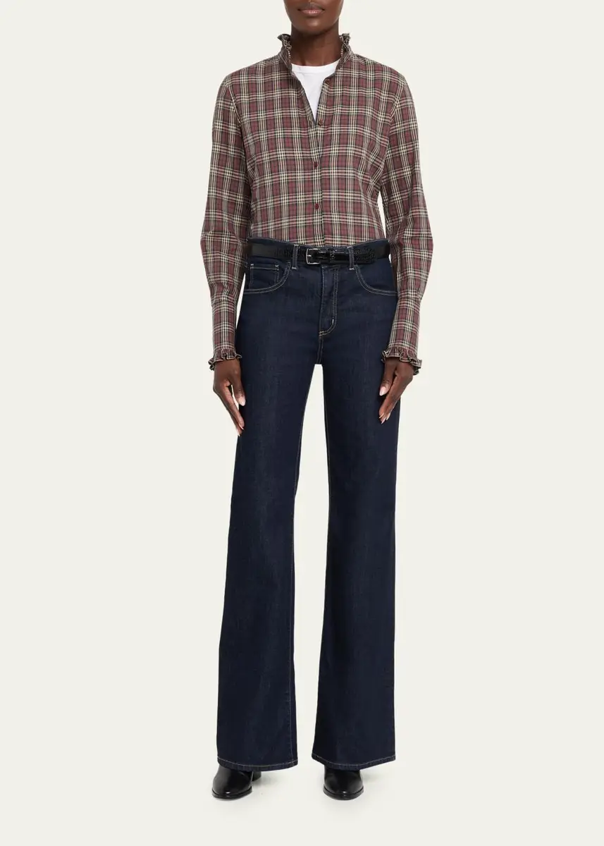 Nili Lotan Elio Ruffle-Trim Cotton Plaid Shirt | Thumbnail 2 Nili Lotan Elio Ruffle-Trim Cotton Plaid Shirt | Thumbnail 2