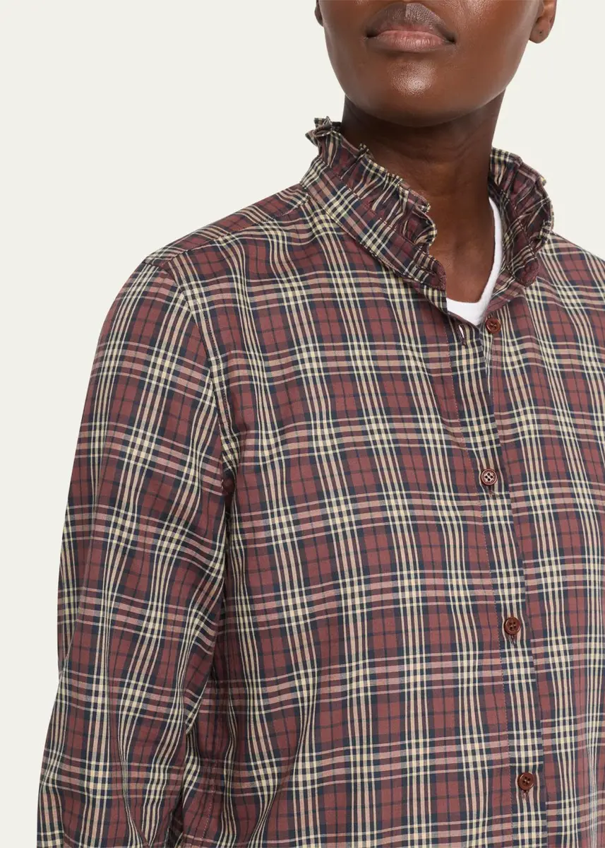 Nili Lotan Elio Ruffle-Trim Cotton Plaid Shirt | Thumbnail 5 Nili Lotan Elio Ruffle-Trim Cotton Plaid Shirt | Thumbnail 5