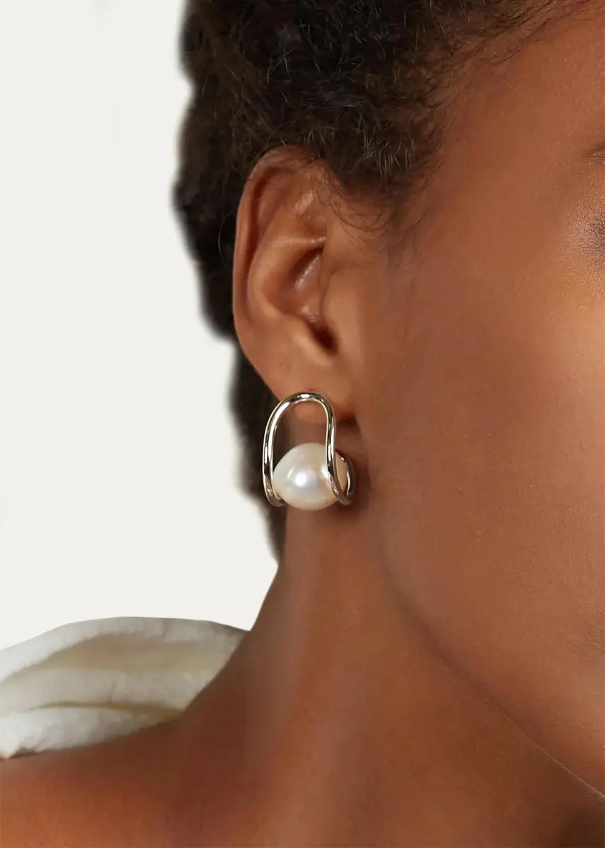 Lady Grey Pearl Swerve Earrings | Thumbnail 2 Lady Grey Pearl Swerve Earrings | Thumbnail 2