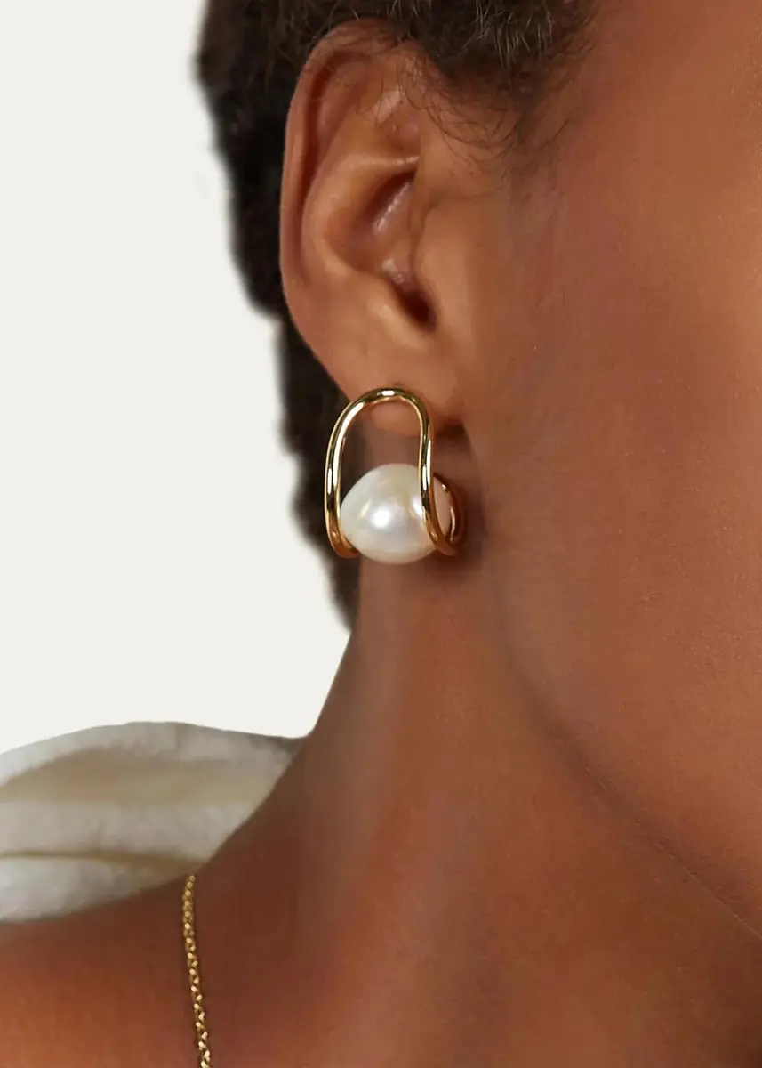 Lady Grey Pearl Swerve Earrings | Thumbnail 4 Lady Grey Pearl Swerve Earrings | Thumbnail 4