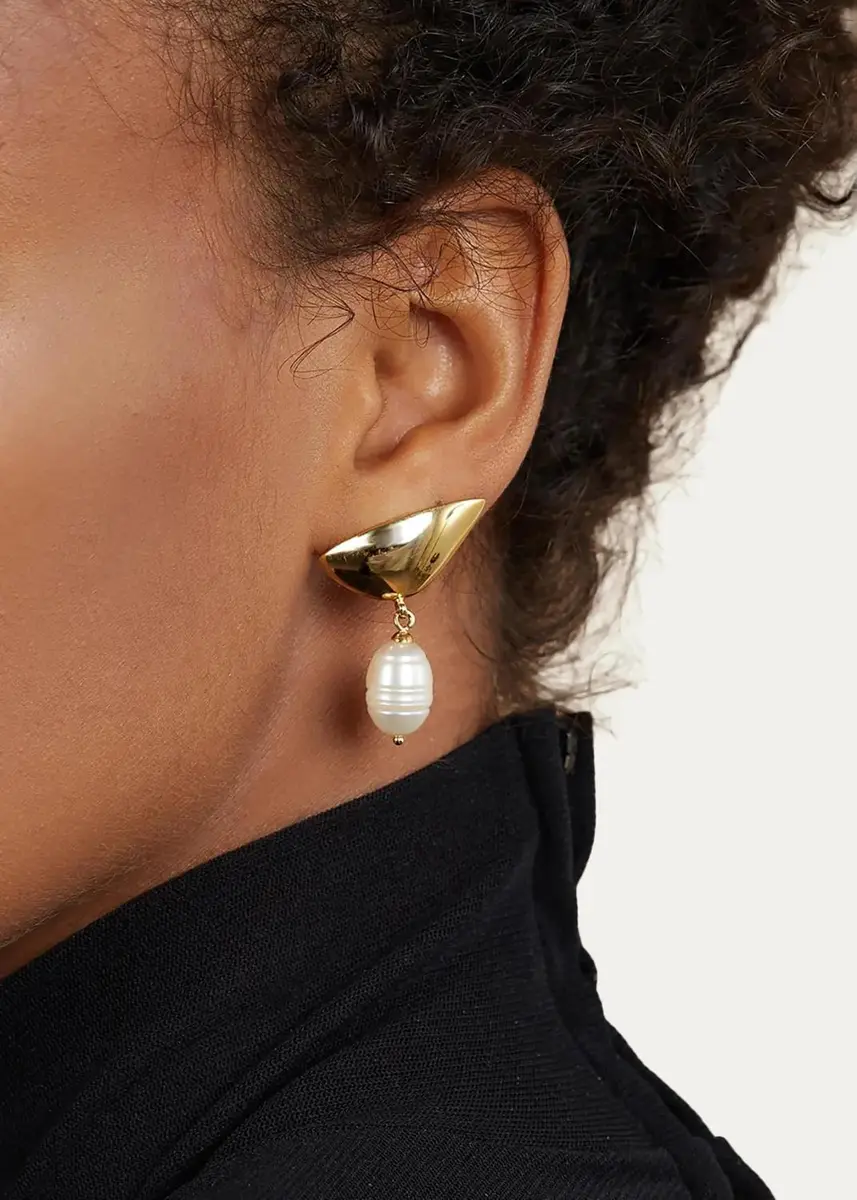 Lady Grey Lobe Pearl Drop Earrings | Thumbnail 2 Lady Grey Lobe Pearl Drop Earrings | Thumbnail 2
