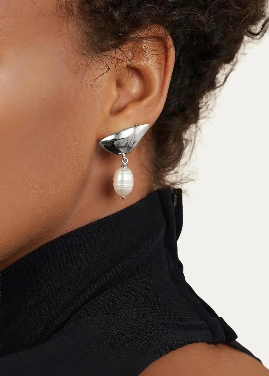 Lady Grey Lobe Pearl Drop Earrings | Thumbnail 3 Lady Grey Lobe Pearl Drop Earrings | Thumbnail 3