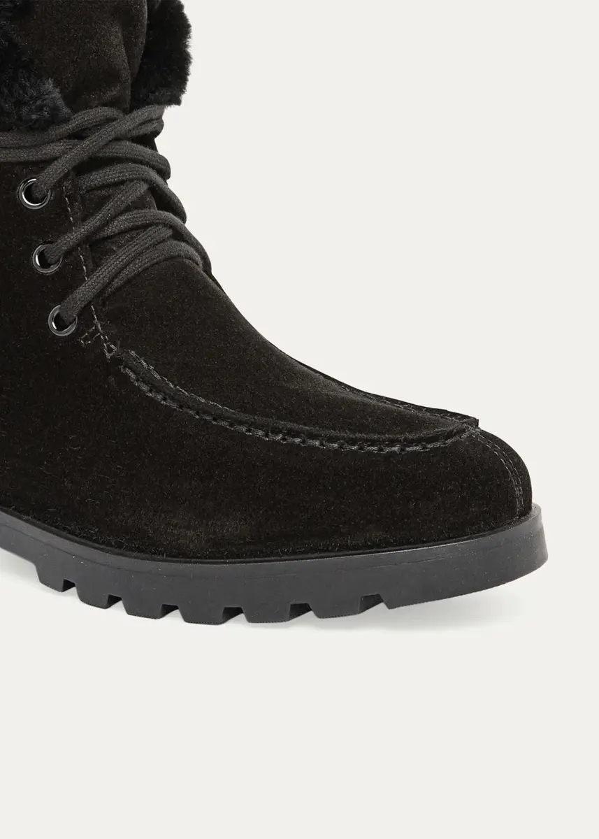 Santoni Shearling-Lined Suede Lace-Up Boots | Thumbnail 2