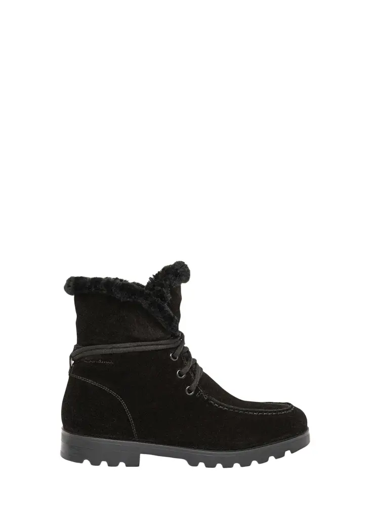 Santoni Shearling-Lined Suede Lace-Up Boots