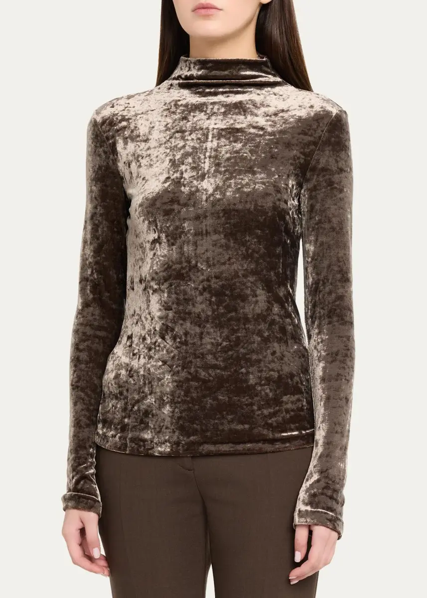 Ralph Lauren Collection Ilene Velour Mockneck Top | Thumbnail 4 Ralph Lauren Collection Ilene Velour Mockneck Top | Thumbnail 4