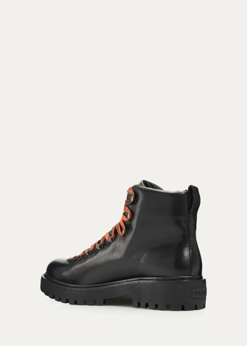 Prada Men's St Moritz Leather Lug-Sole Hiking Boots | Thumbnail 4 Prada Men's St Moritz Leather Lug-Sole Hiking Boots | Thumbnail 4