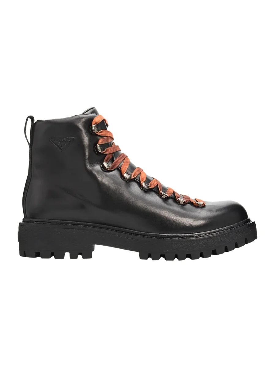 Prada Men's St Moritz Leather Lug-Sole Hiking Boots