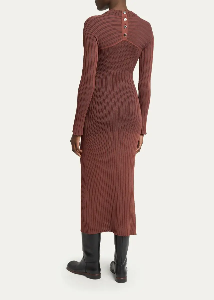 Proenza Schouler Roux Long-Sleeve Silk-Blend Rib Midi Dress | Thumbnail 3 Proenza Schouler Roux Long-Sleeve Silk-Blend Rib Midi Dress | Thumbnail 3