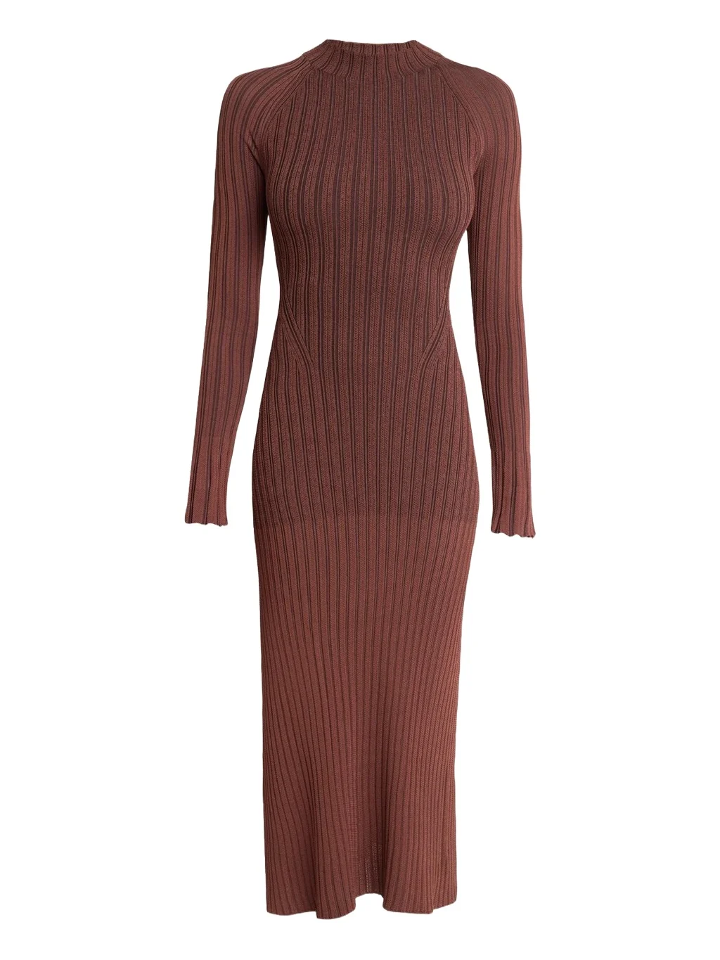 Roux Long-Sleeve Silk-Blend Rib Midi Dress Roux Long-Sleeve Silk-Blend Rib Midi Dress
