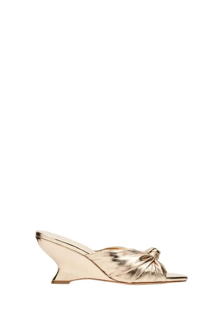 75mm Marsy Metallic Leather Angled Wedge Mules 75mm Marsy Metallic Leather Angled Wedge Mules