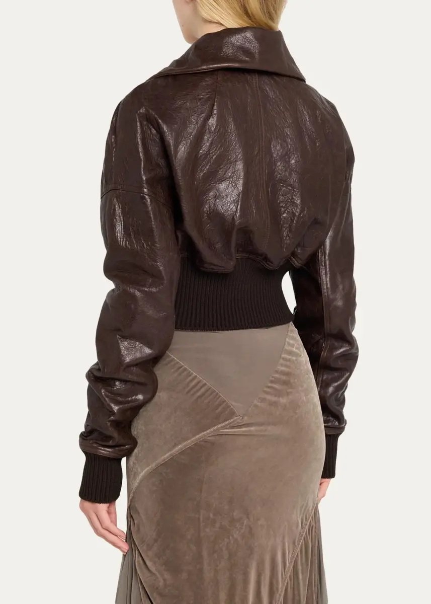 Rick Owens Dracuflight Leather Zip-Up Bomber Jacket | Thumbnail 3 Rick Owens Dracuflight Leather Zip-Up Bomber Jacket | Thumbnail 3
