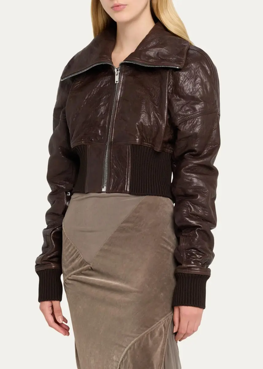 Rick Owens Dracuflight Leather Zip-Up Bomber Jacket | Thumbnail 4 Rick Owens Dracuflight Leather Zip-Up Bomber Jacket | Thumbnail 4