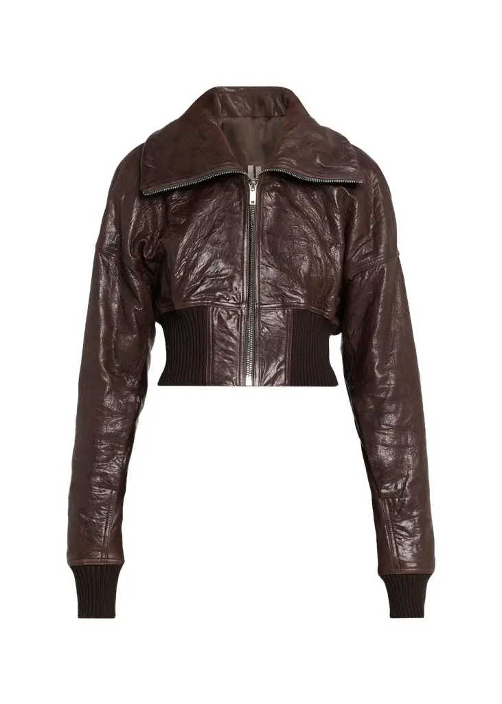 Dracuflight Leather Zip-Up Bomber Jacket Dracuflight Leather Zip-Up Bomber Jacket