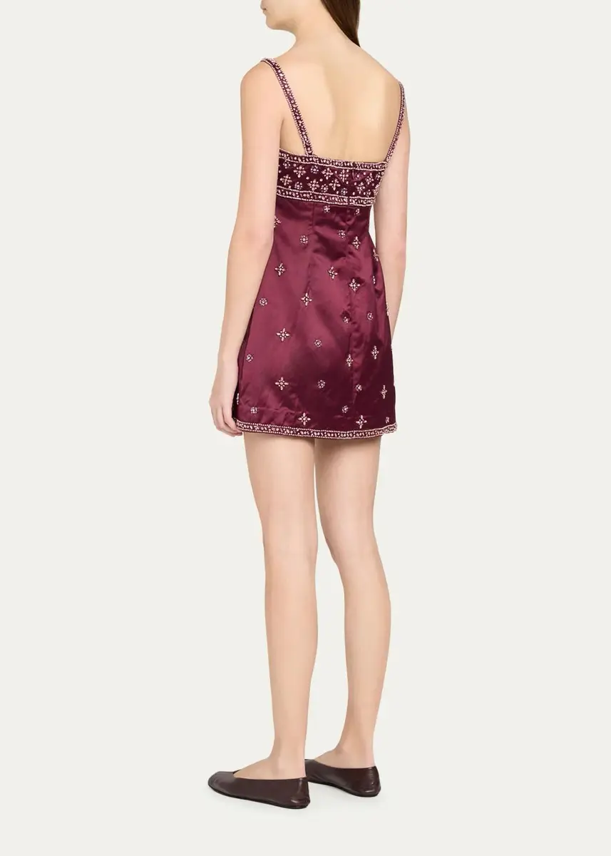 LoveShackFancy Casslouie Embellished Satin Mini Dress | Thumbnail 3 LoveShackFancy Casslouie Embellished Satin Mini Dress | Thumbnail 3