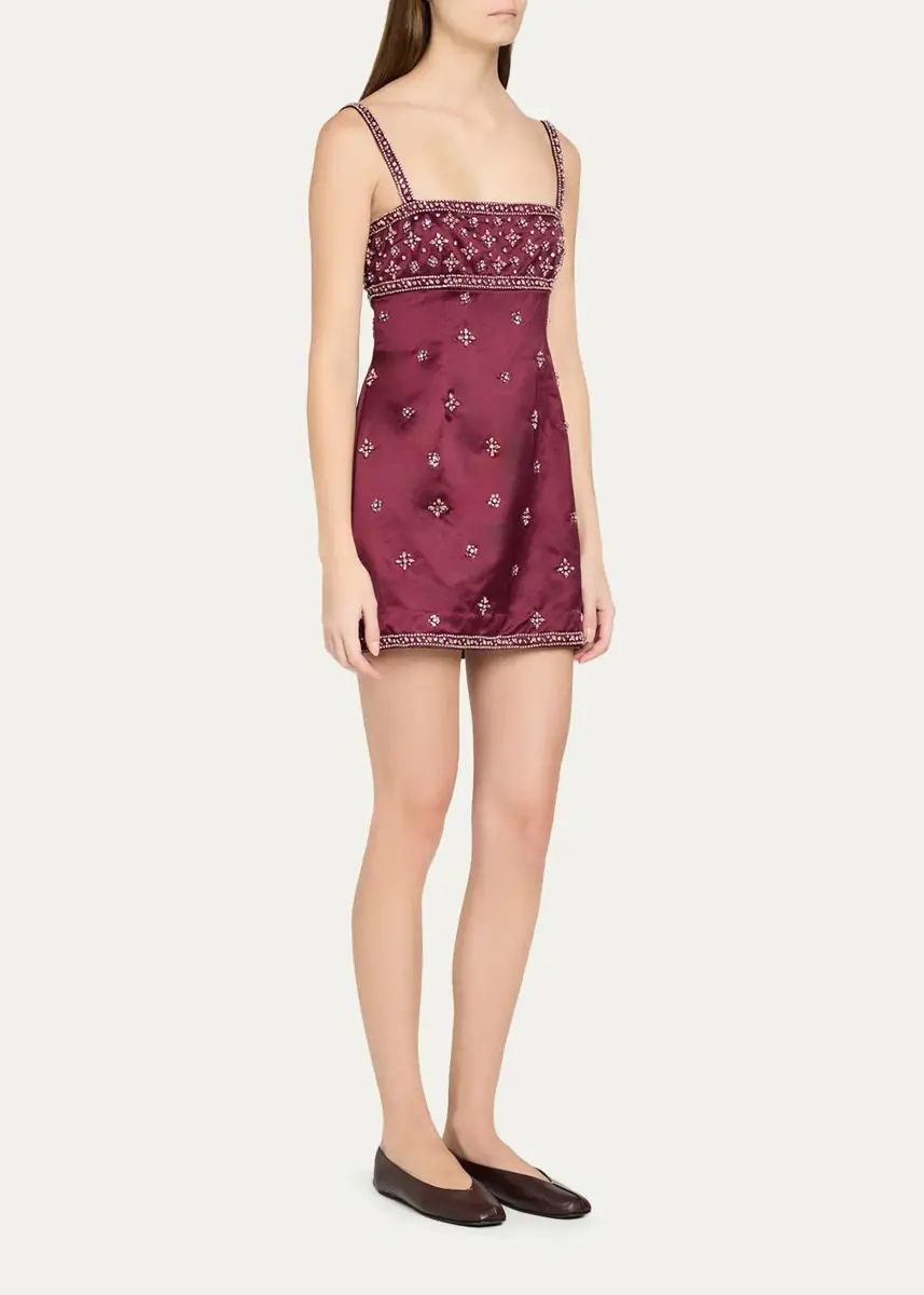 LoveShackFancy Casslouie Embellished Satin Mini Dress | Thumbnail 4 LoveShackFancy Casslouie Embellished Satin Mini Dress | Thumbnail 4