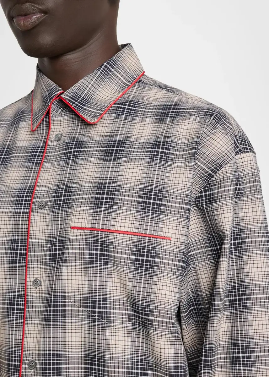 Marni Men's Piped Cotton Plaid Button-Front Shirt | Thumbnail 5