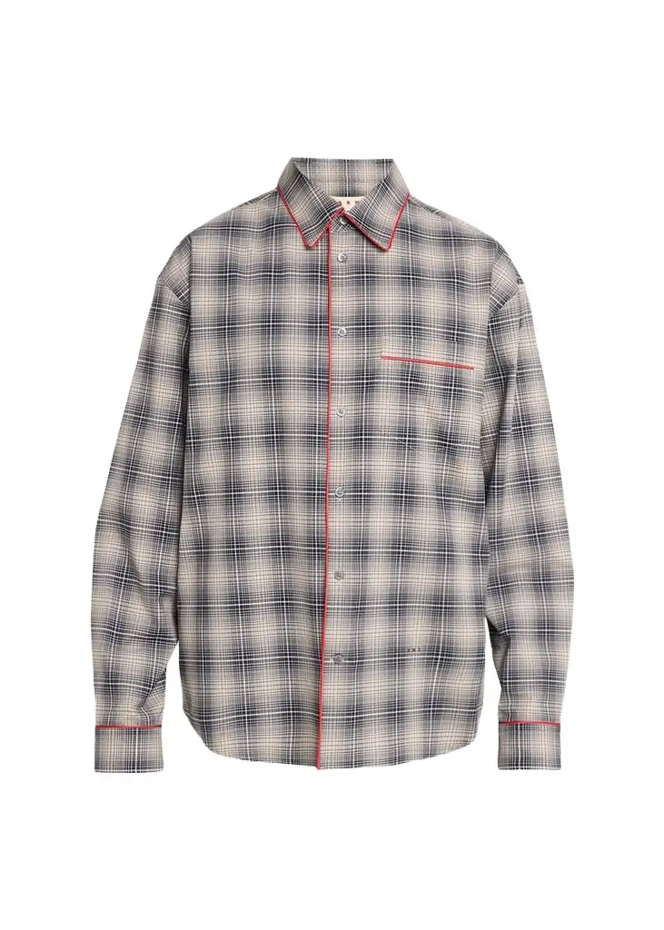 Marni Men's Piped Cotton Plaid Button-Front Shirt