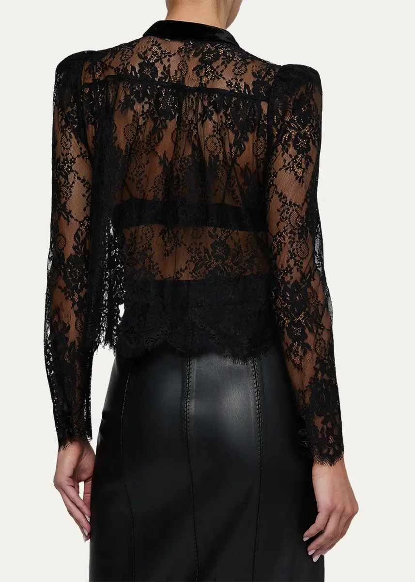 L'Agence Dorothea Velvet Lace Blouse | Thumbnail 3 L'Agence Dorothea Velvet Lace Blouse | Thumbnail 3