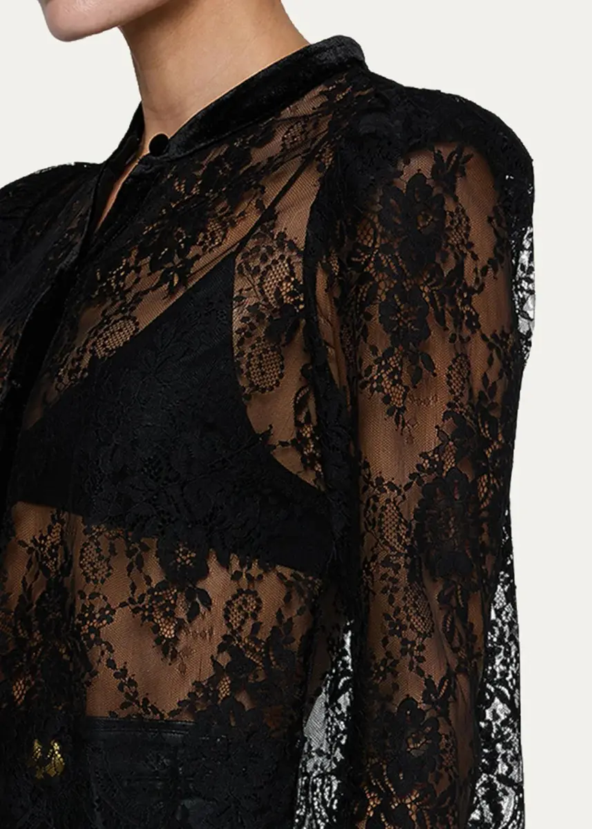 L'Agence Dorothea Velvet Lace Blouse | Thumbnail 5 L'Agence Dorothea Velvet Lace Blouse | Thumbnail 5