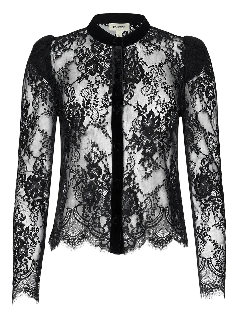 Dorothea Velvet Lace Blouse