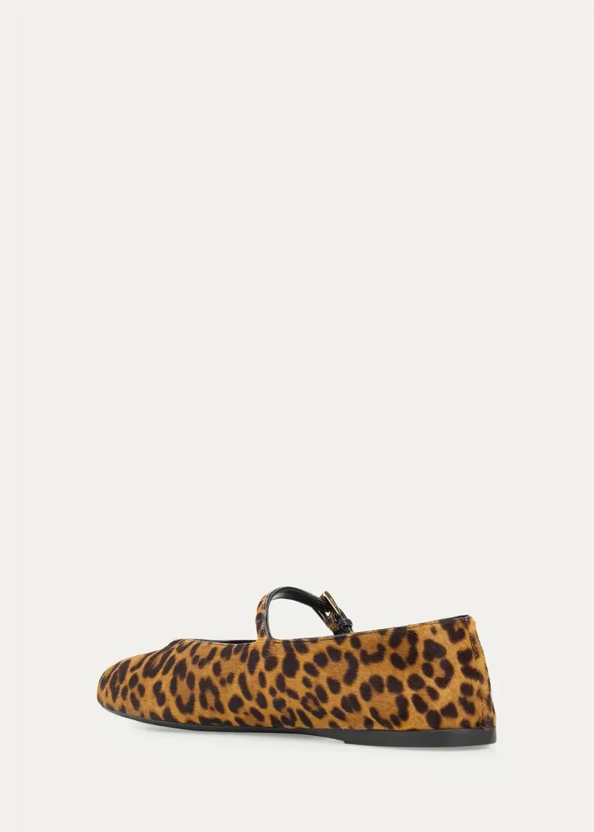 Prada Triangle Logo Leopard Calf Hair Ballerina Flats | Thumbnail 4 Prada Triangle Logo Leopard Calf Hair Ballerina Flats | Thumbnail 4