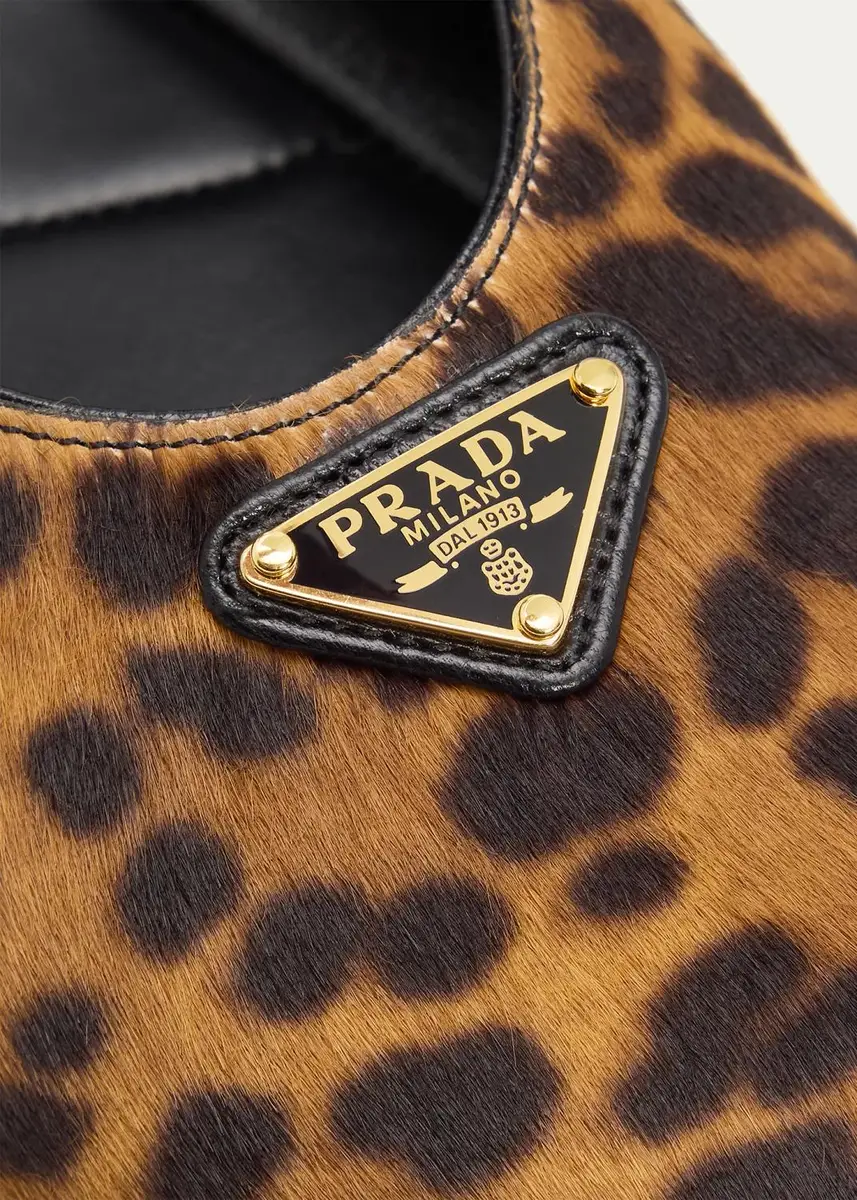 Prada Triangle Logo Leopard Calf Hair Ballerina Flats | Thumbnail 5 Prada Triangle Logo Leopard Calf Hair Ballerina Flats | Thumbnail 5