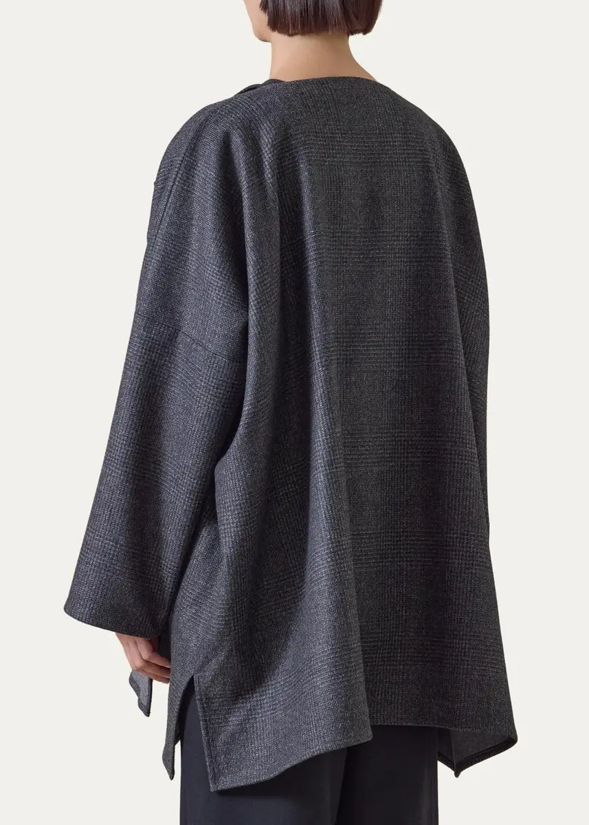 Eskandar Wool Wide Jacket Coat - Long Plus Length | Thumbnail 2 Eskandar Wool Wide Jacket Coat - Long Plus Length | Thumbnail 2