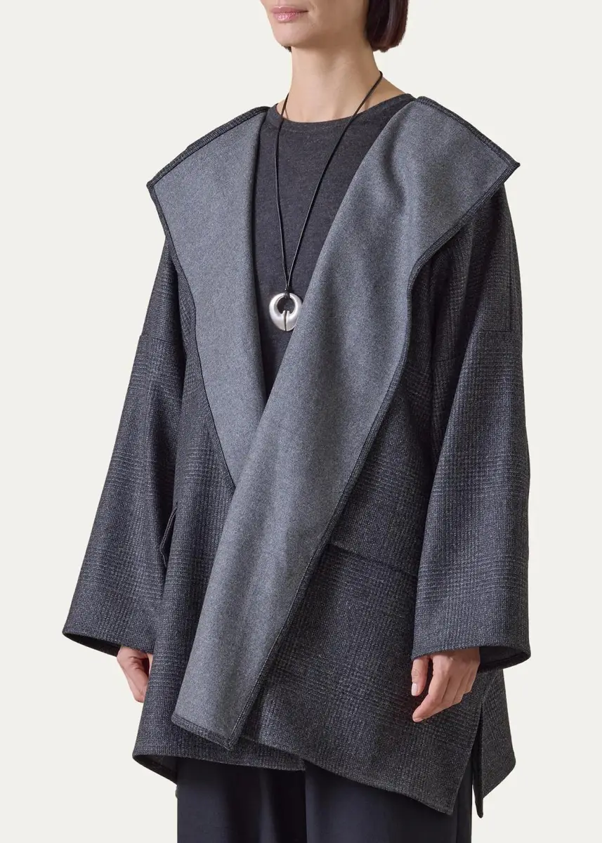 Eskandar Wool Wide Jacket Coat - Long Plus Length | Thumbnail 3 Eskandar Wool Wide Jacket Coat - Long Plus Length | Thumbnail 3