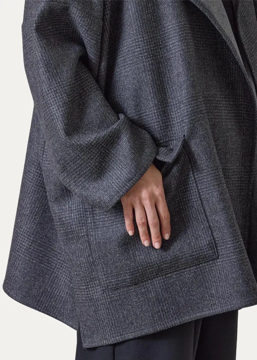 Eskandar Wool Wide Jacket Coat - Long Plus Length | Thumbnail 4 Eskandar Wool Wide Jacket Coat - Long Plus Length | Thumbnail 4