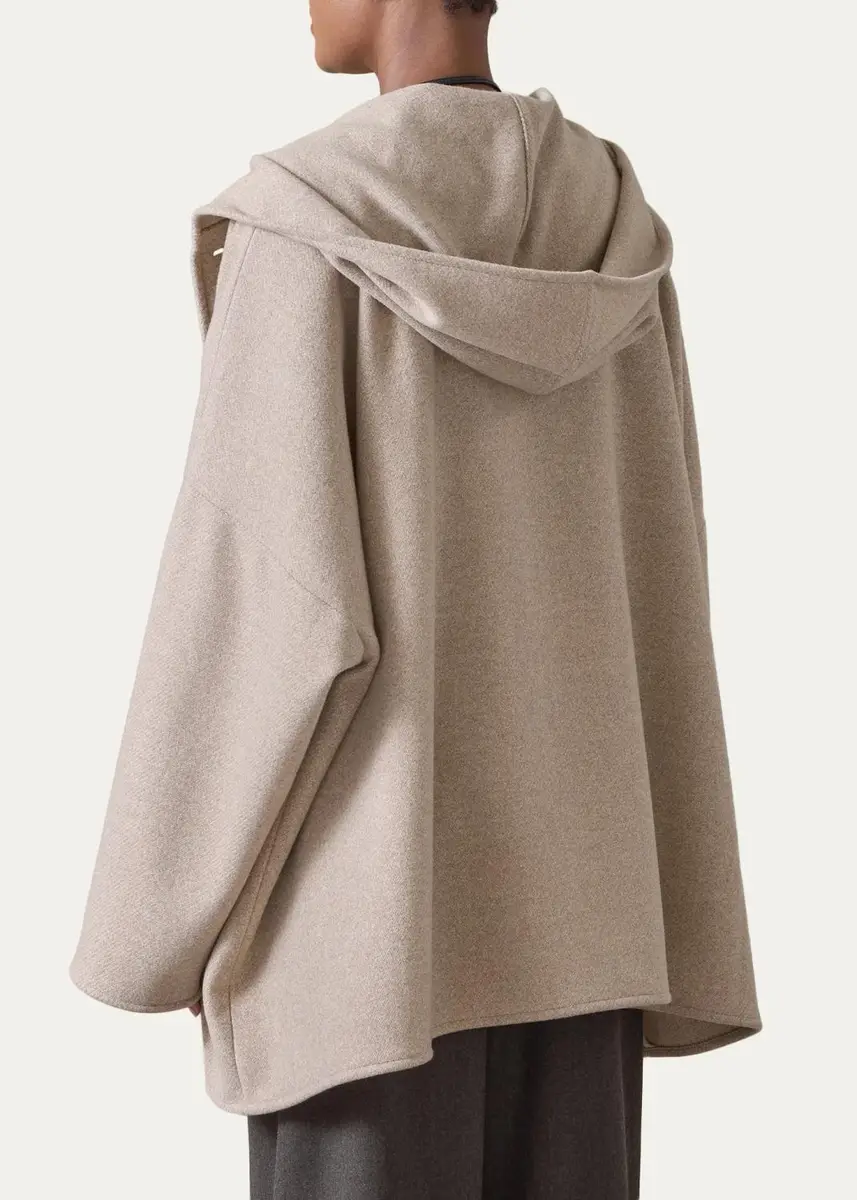Eskandar Wool Cashmere Hooded Coat - Long Length | Thumbnail 3 Eskandar Wool Cashmere Hooded Coat - Long Length | Thumbnail 3