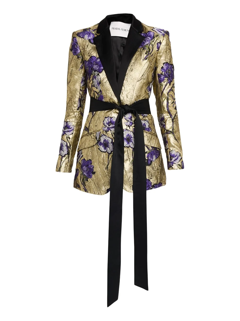 Metallic Floral Jacquard Belted Jacket Metallic Floral Jacquard Belted Jacket