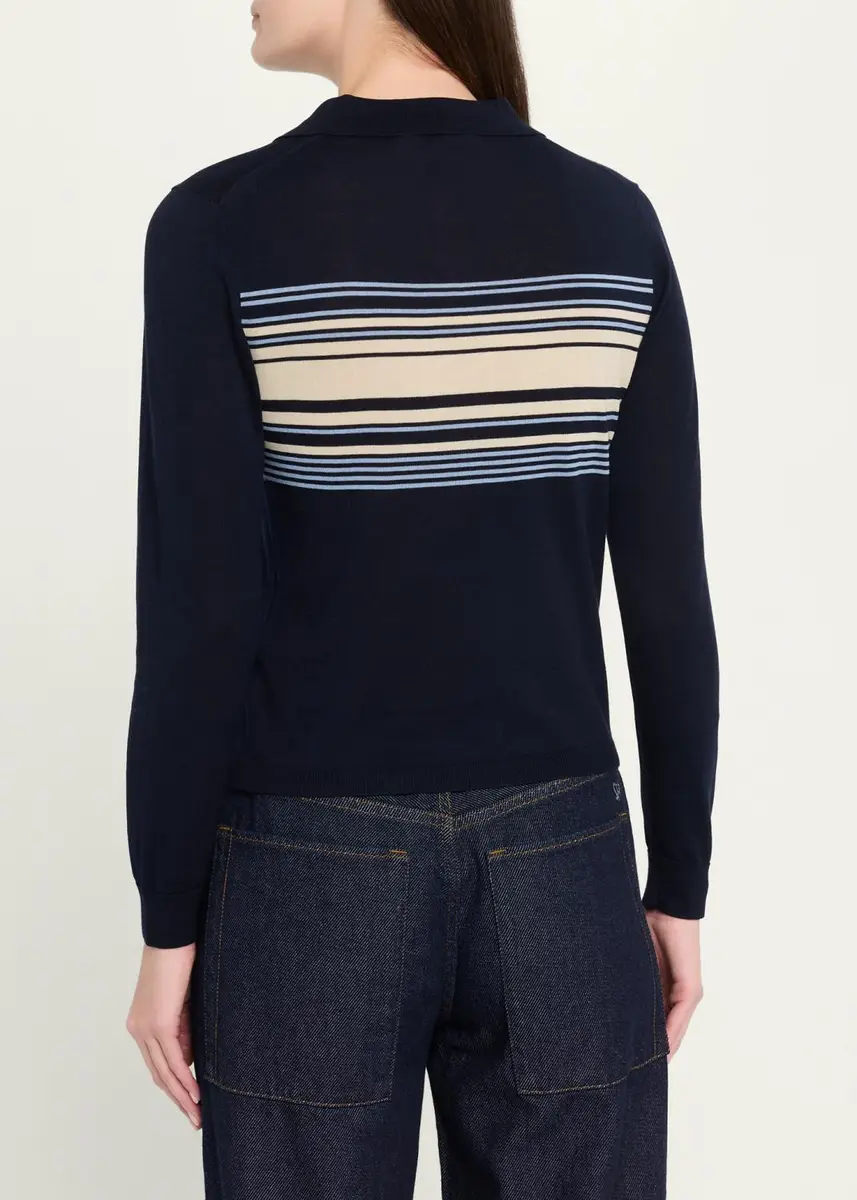 STILL HERE Striped Polo Sweater | Thumbnail 3 STILL HERE Striped Polo Sweater | Thumbnail 3