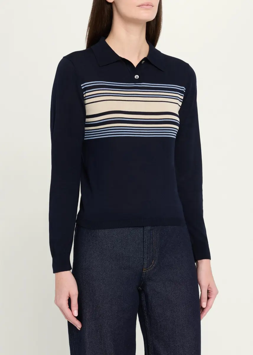 STILL HERE Striped Polo Sweater | Thumbnail 4 STILL HERE Striped Polo Sweater | Thumbnail 4